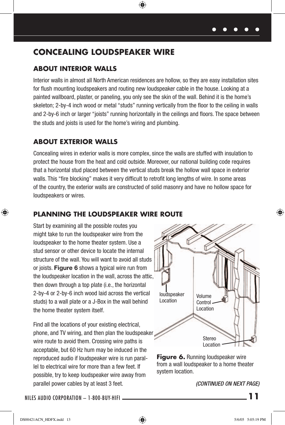 Concealing loudspeaker wire | Niles Audio Speaker User Manual | Page 13 / 28