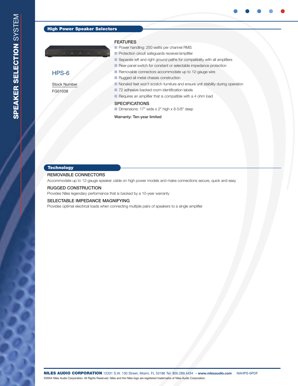 Niles Audio HPS-6 User Manual | Page 2 / 2
