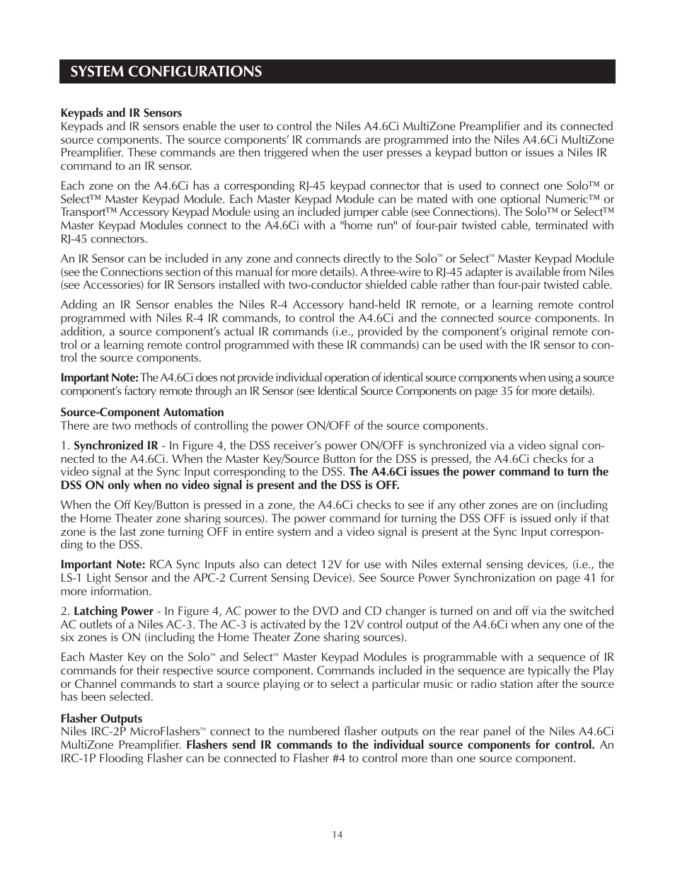 System configurations | Niles Audio A4.6Ci User Manual | Page 14 / 107