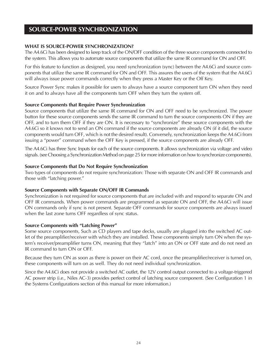 Source-power synchronization | Niles Audio A4.6Ci User Manual | Page 24 / 107