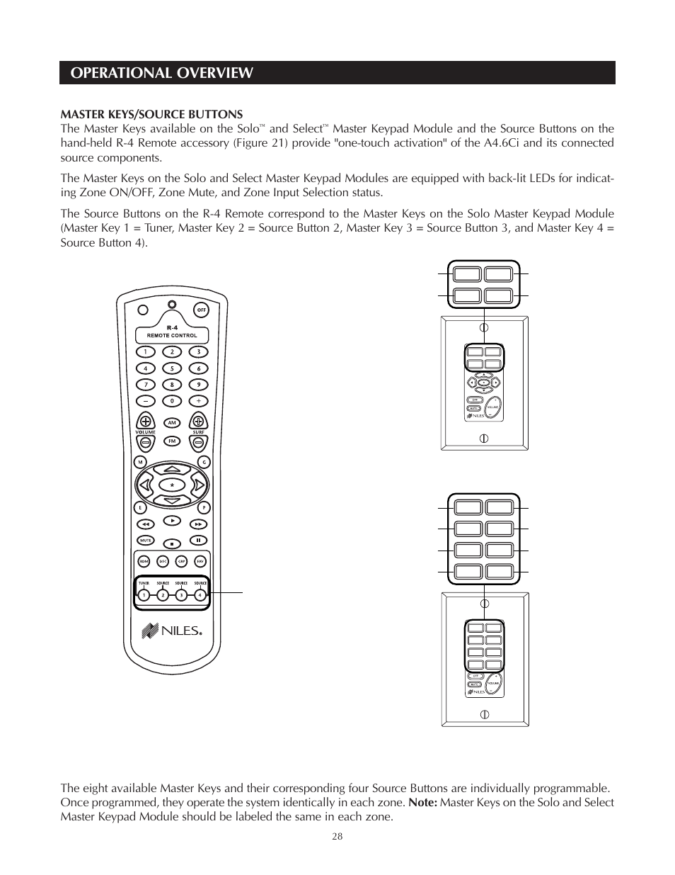 Operational overview, And select | Niles Audio A4.6Ci User Manual | Page 28 / 107