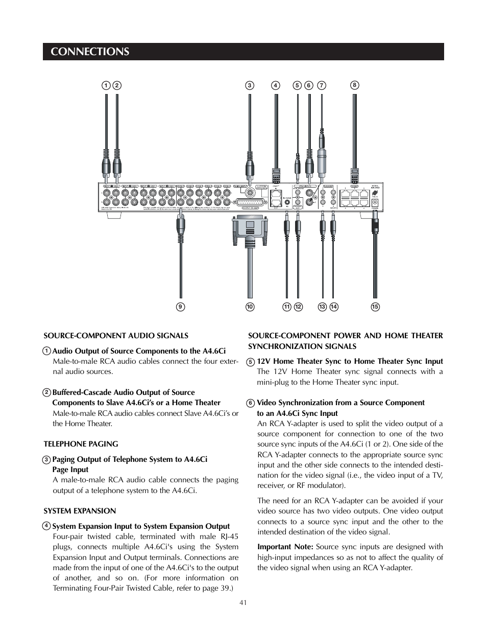 Connections | Niles Audio A4.6Ci User Manual | Page 41 / 107