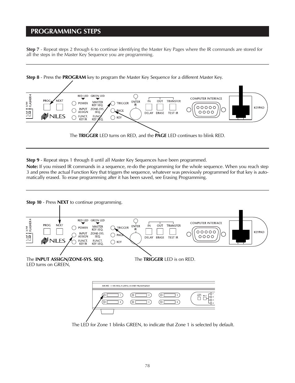 Programming steps | Niles Audio A4.6Ci User Manual | Page 78 / 107