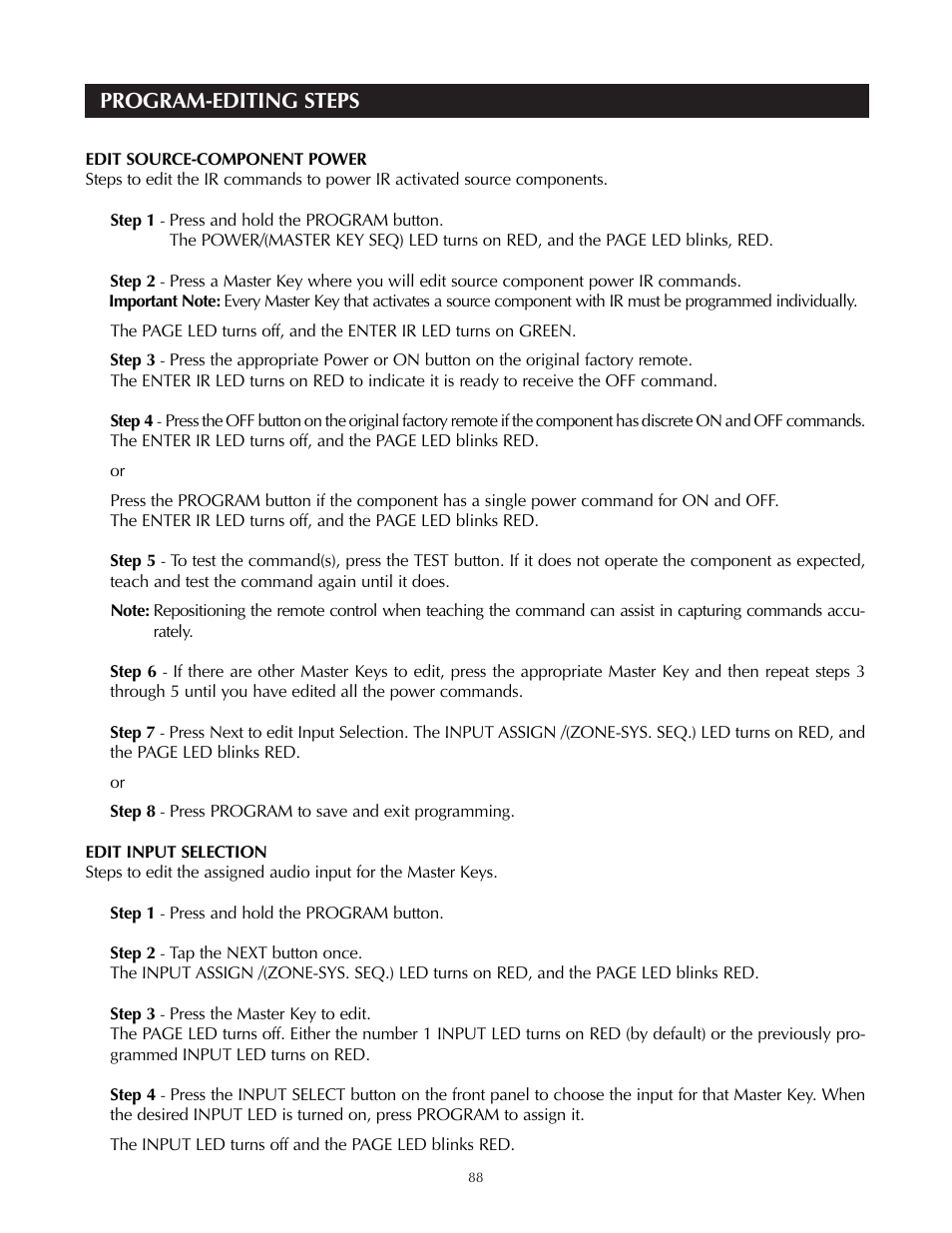 Program-editing steps | Niles Audio A4.6Ci User Manual | Page 88 / 107