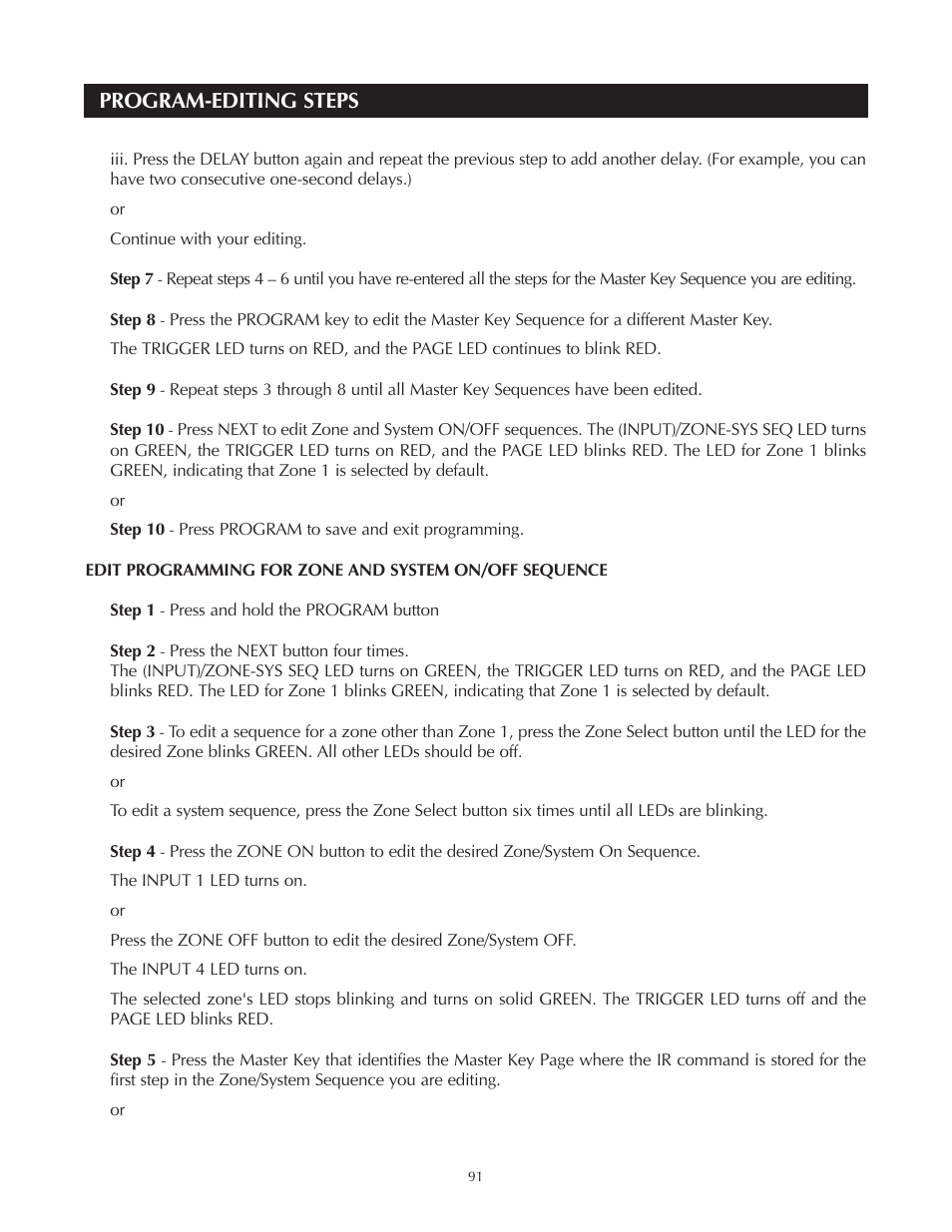 Program-editing steps | Niles Audio A4.6Ci User Manual | Page 91 / 107