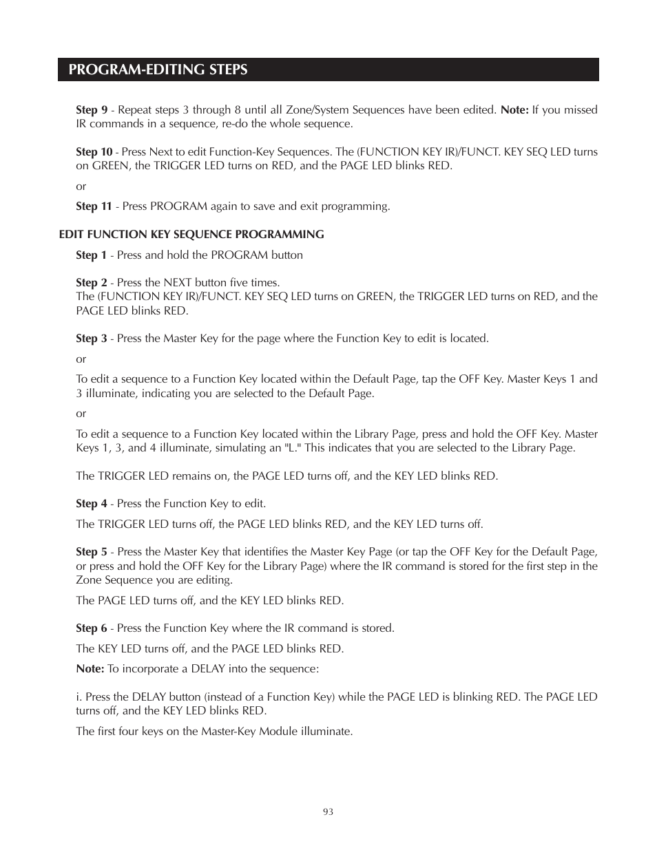 Program-editing steps | Niles Audio A4.6Ci User Manual | Page 93 / 107