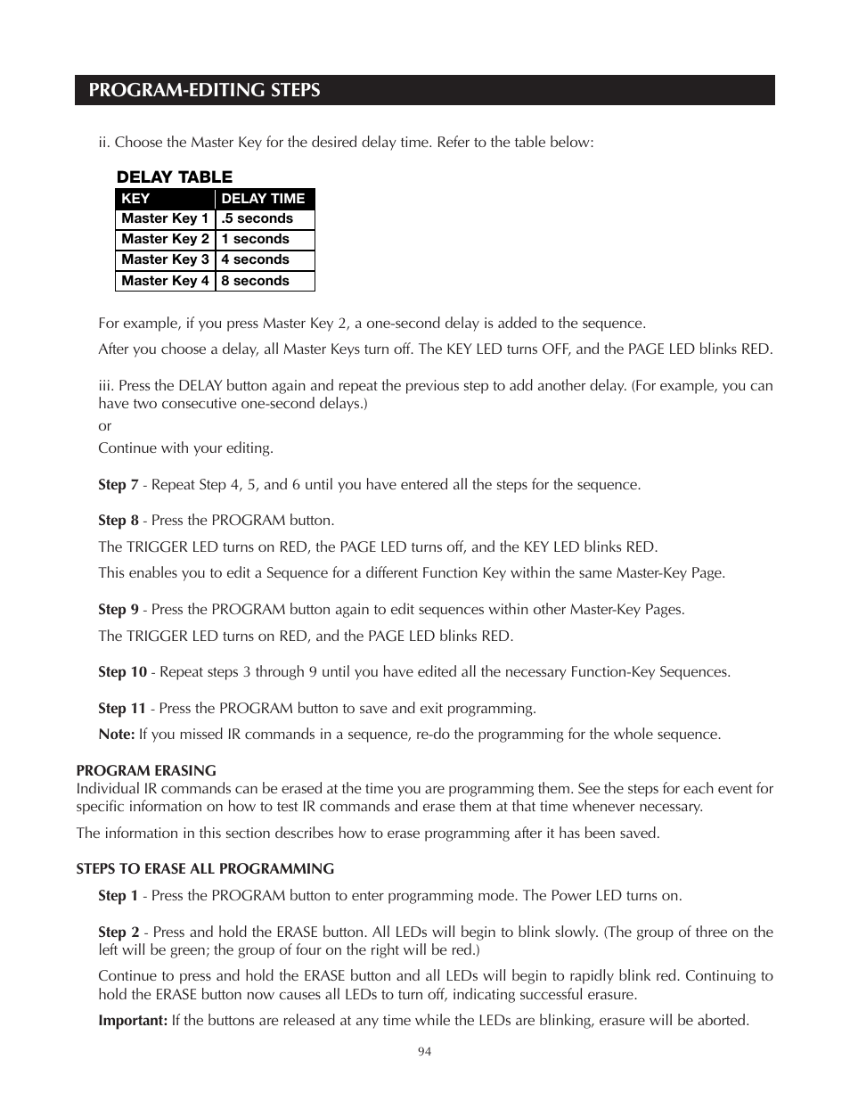 Program-editing steps | Niles Audio A4.6Ci User Manual | Page 94 / 107