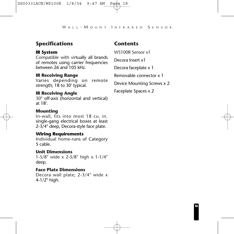 Niles Audio WS100R User Manual | Page 17 / 20