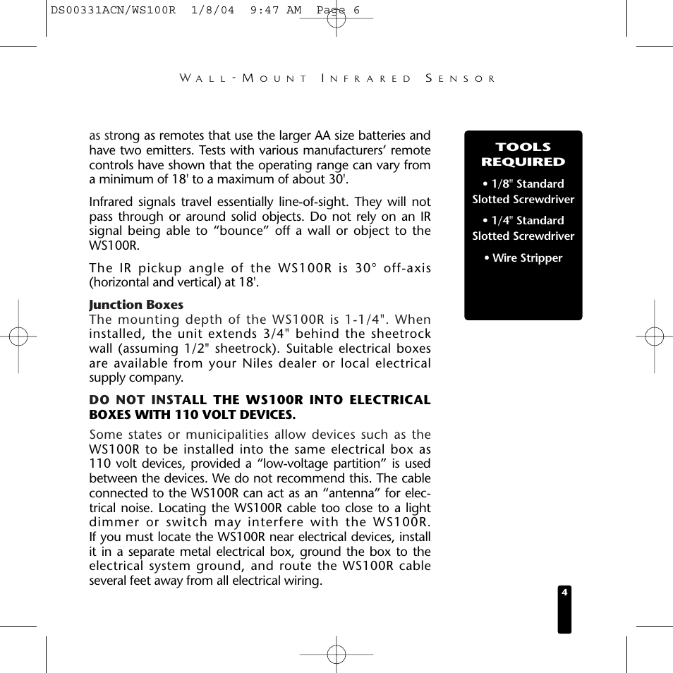 Niles Audio WS100R User Manual | Page 5 / 20