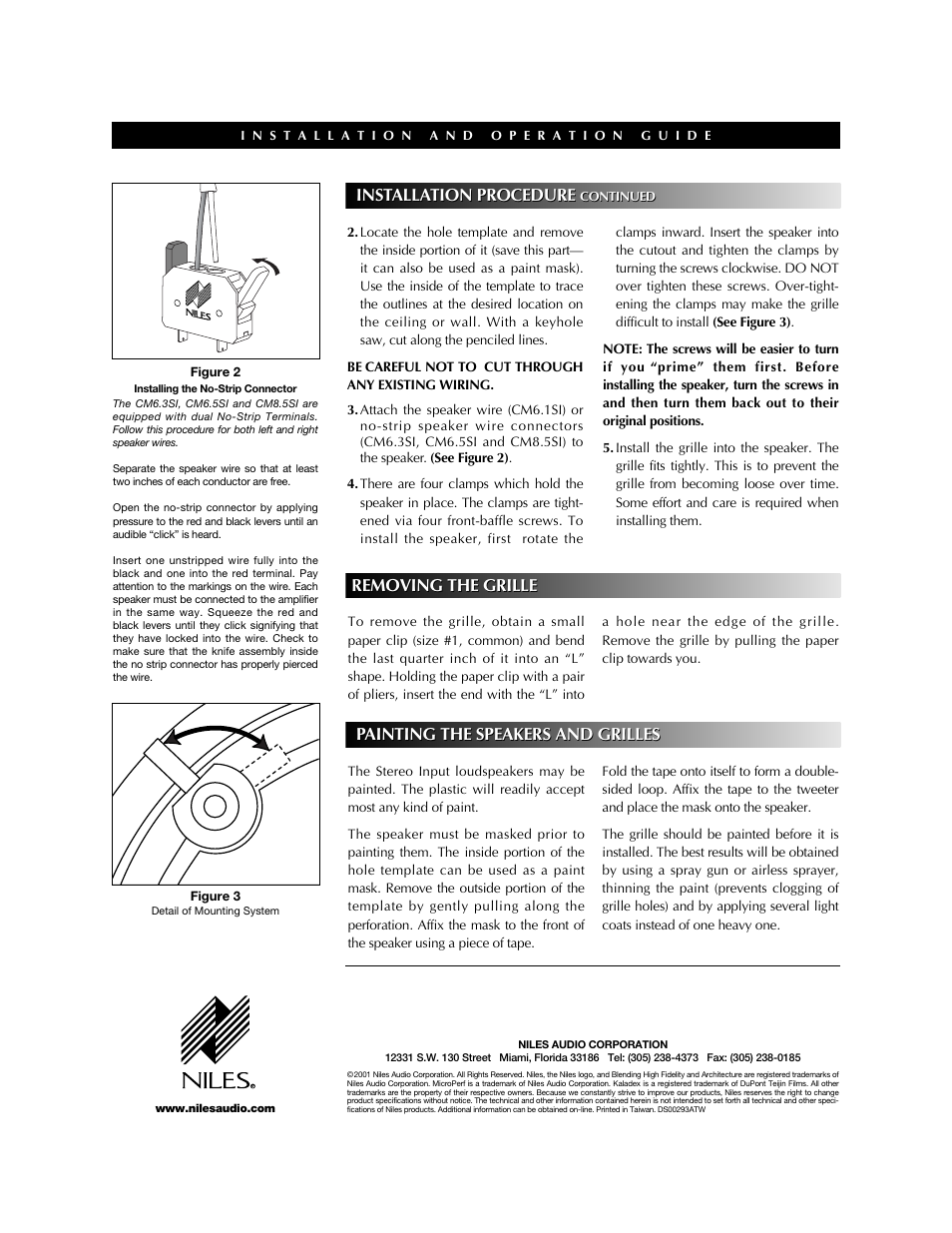 Installation procedure | Niles Audio CM6.1SI User Manual | Page 2 / 2