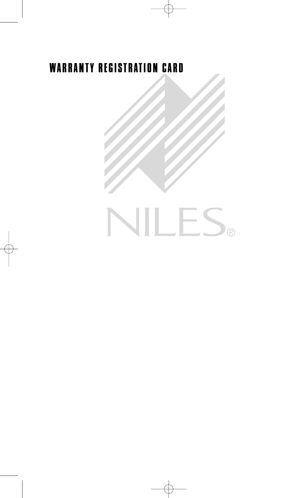 Warranty registration card | Niles Audio CS525 User Manual | Page 20 / 22