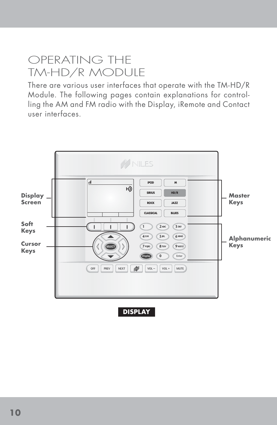 Operating the tm-hd/r module, Display | Niles Audio TM-HD/R User Manual | Page 12 / 32