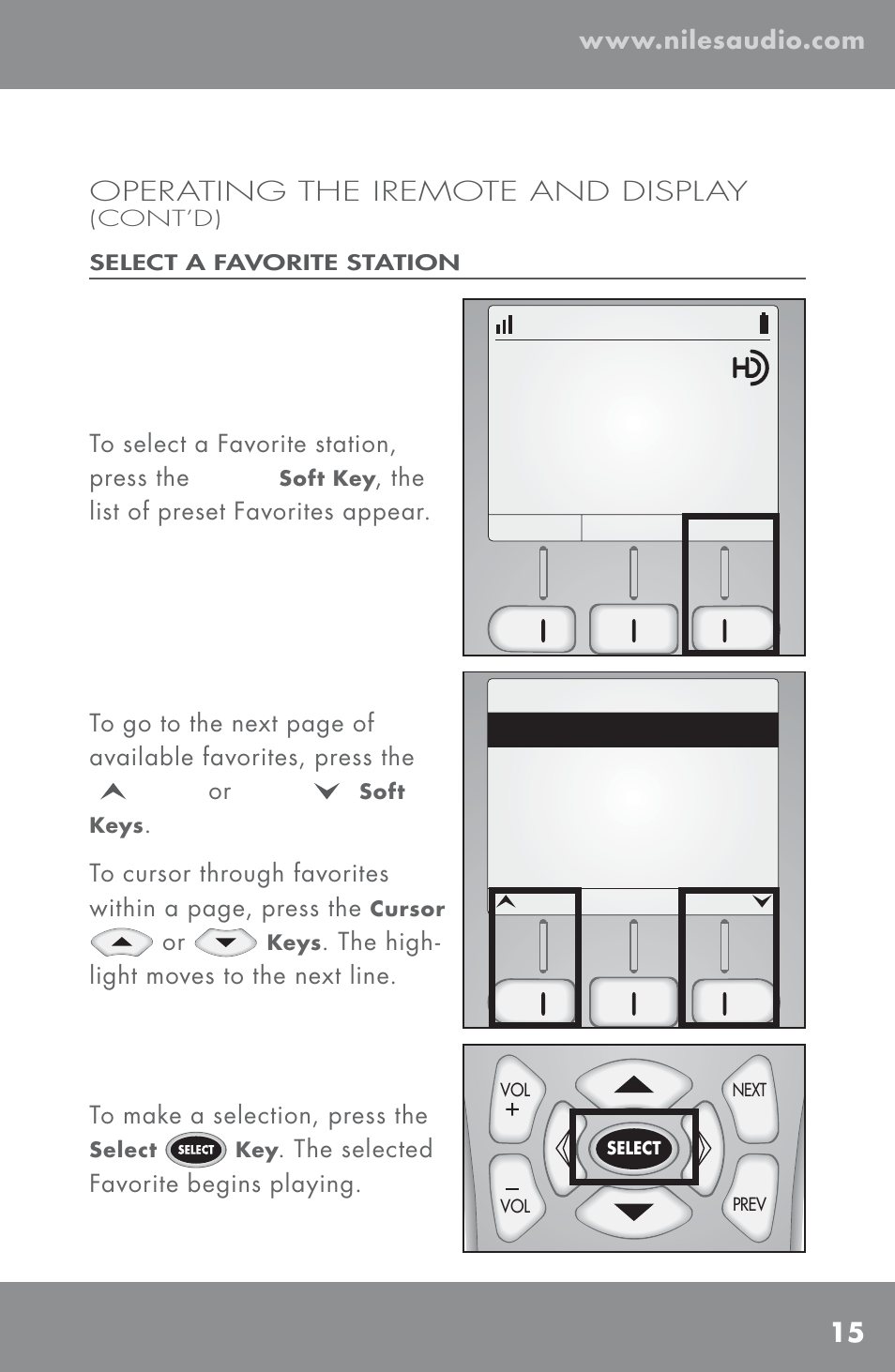 Operating the iremote and display | Niles Audio TM-HD/R User Manual | Page 17 / 32