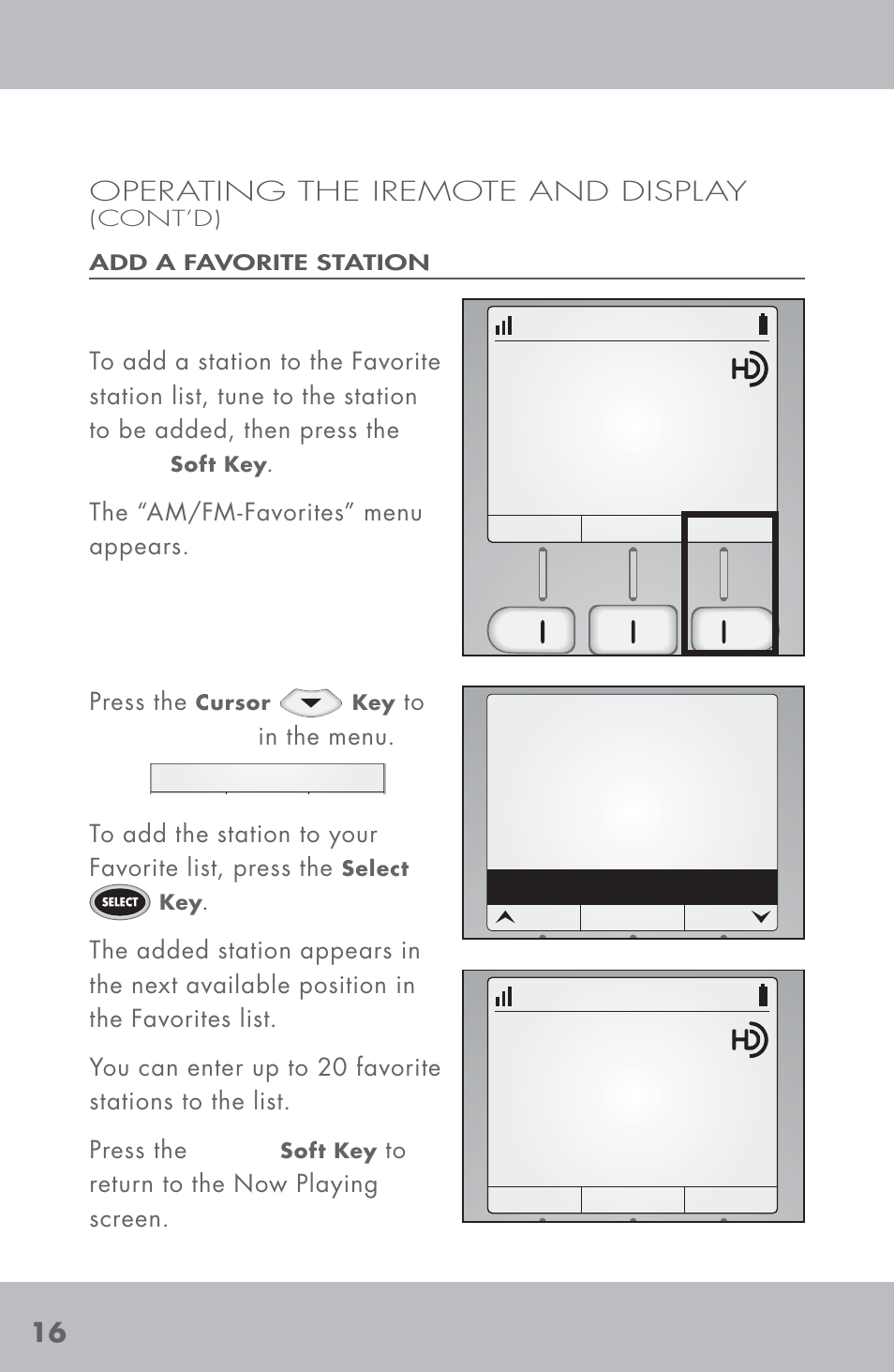 Operating the iremote and display | Niles Audio TM-HD/R User Manual | Page 18 / 32