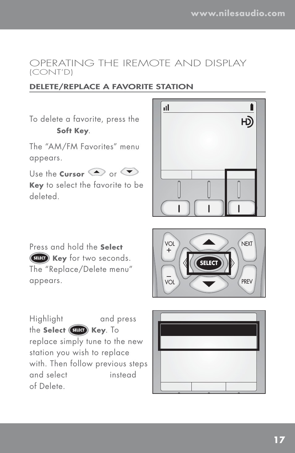 Operating the iremote and display | Niles Audio TM-HD/R User Manual | Page 19 / 32