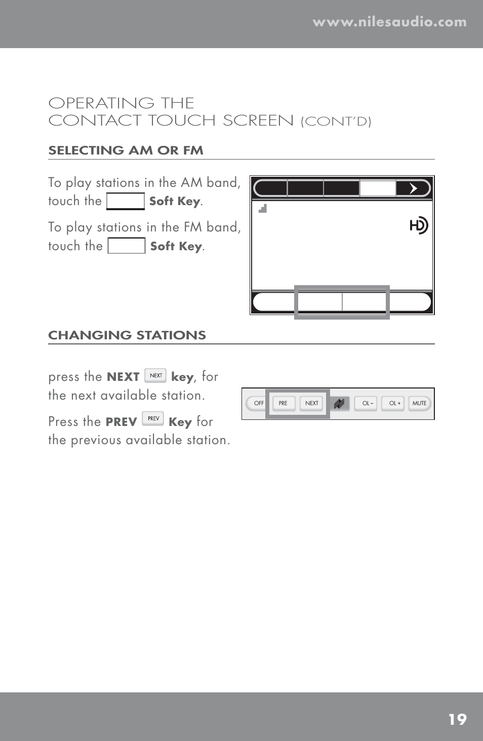 Operating the contact touch screen, Dave matthews band, Press the | For the next available station. press the | Niles Audio TM-HD/R User Manual | Page 21 / 32