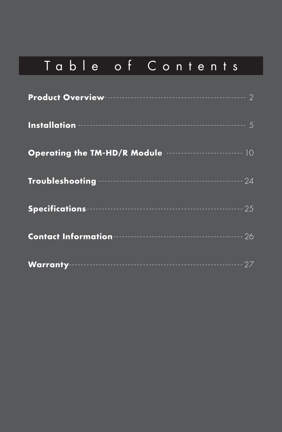 Niles Audio TM-HD/R User Manual | Page 3 / 32