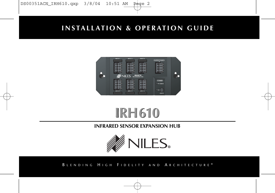 Niles Audio Infrared Sensor Expansion Hub IRH610 User Manual | 8 pages