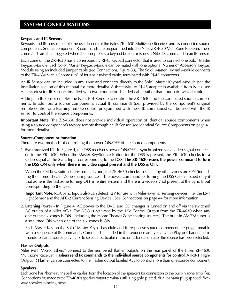 System configurations | Niles Audio ZR-4630s User Manual | Page 14 / 82