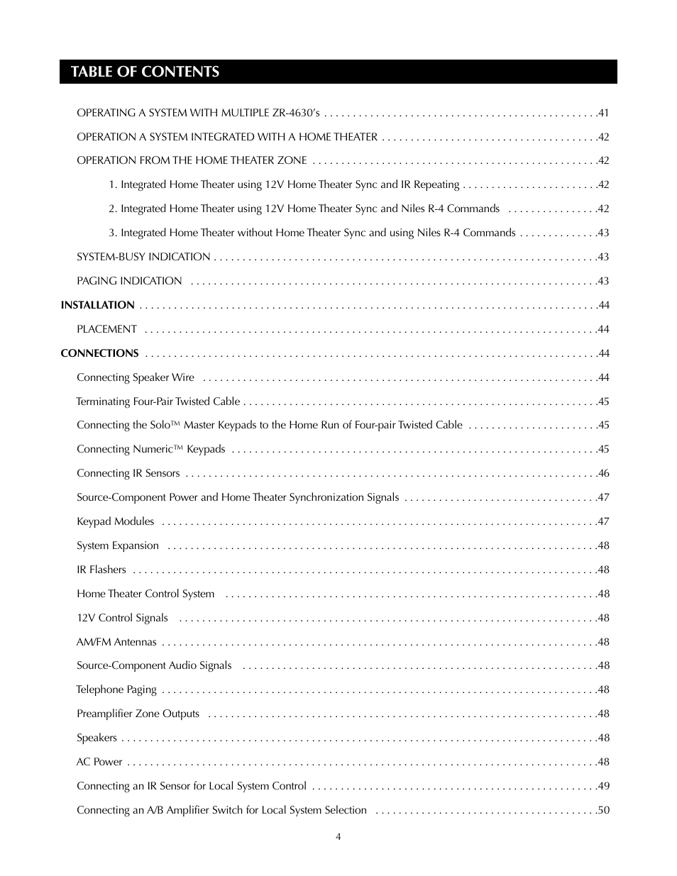 Niles Audio ZR-4630s User Manual | Page 4 / 82