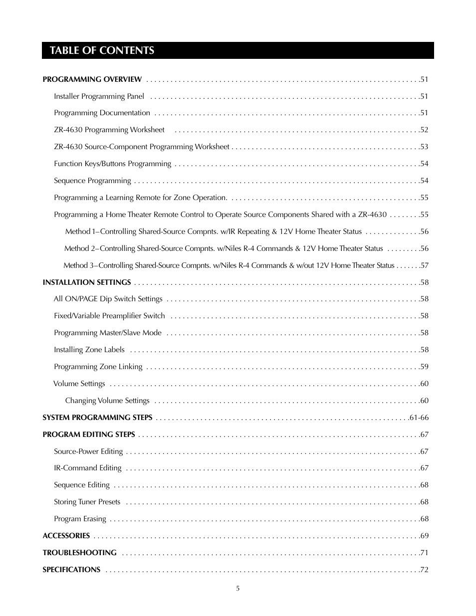 Niles Audio ZR-4630s User Manual | Page 5 / 82