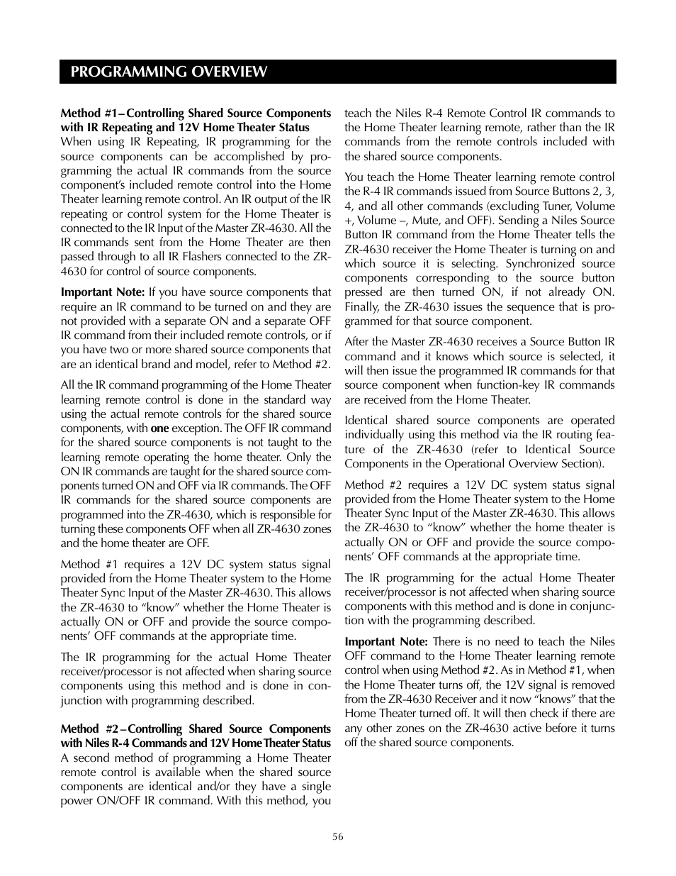 Programming overview | Niles Audio ZR-4630s User Manual | Page 56 / 82
