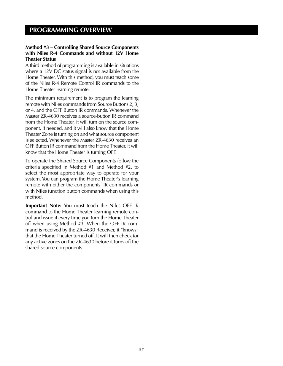 Programming overview | Niles Audio ZR-4630s User Manual | Page 57 / 82