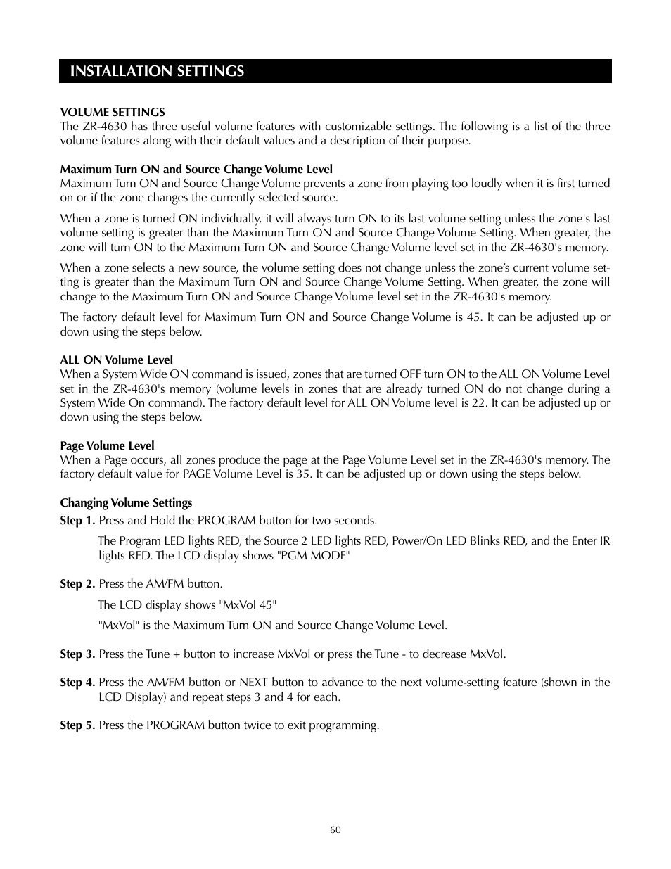 Installation settings | Niles Audio ZR-4630s User Manual | Page 68 / 82