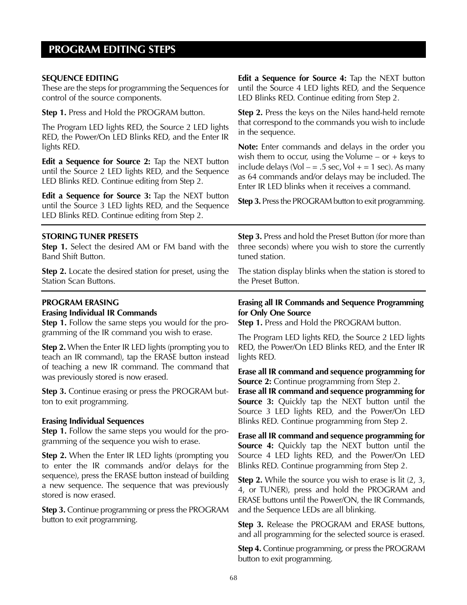 Program editing steps | Niles Audio ZR-4630s User Manual | Page 76 / 82