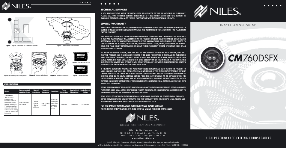 Niles Audio CM760DSFX User Manual | 2 pages
