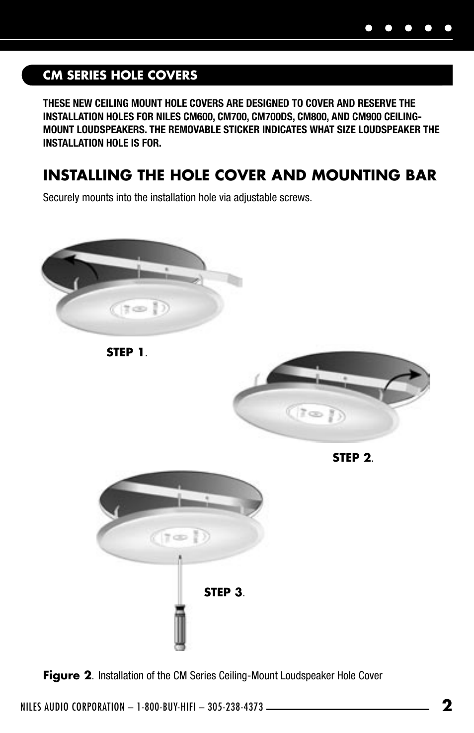 Installing the hole cover and mounting bar | Niles Audio CM Series User Manual | Page 3 / 4