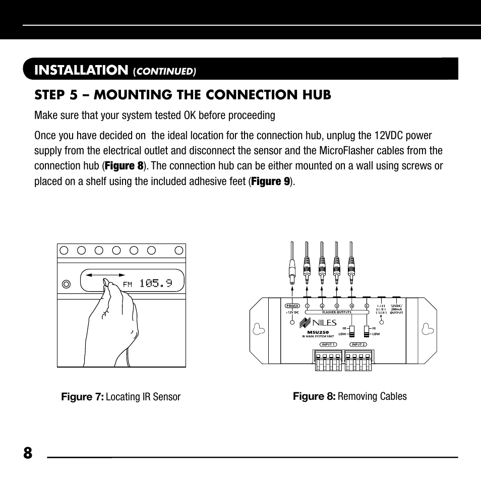 Installation, Step 5 – mounting the connection hub | Niles Audio RCA-HT User Manual | Page 10 / 24