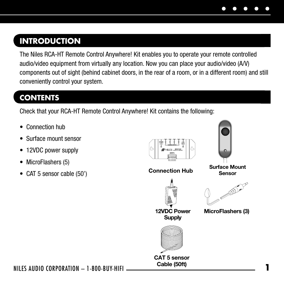 Introduction | Niles Audio RCA-HT User Manual | Page 3 / 24