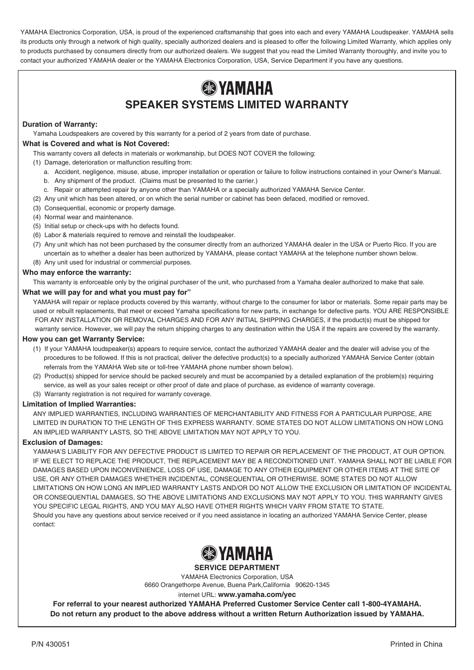 Speaker systems limited warranty | Niles Audio NS-IW560C User Manual | Page 8 / 8