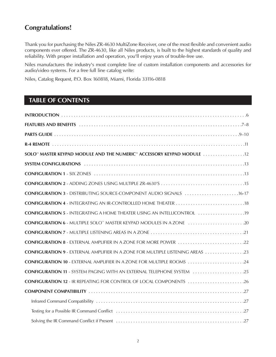 Niles Audio Niles ZR-4630 User Manual | Page 2 / 82