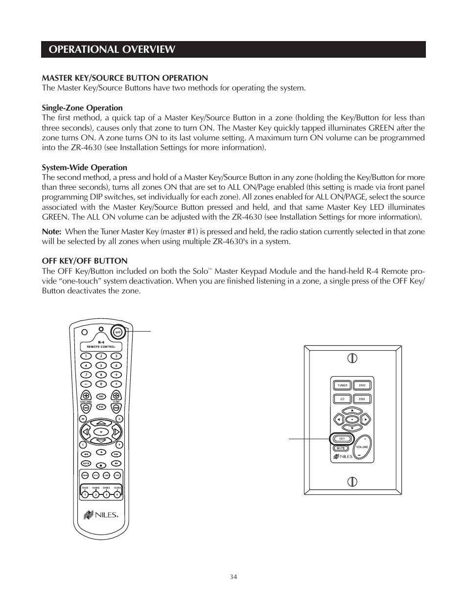 Operational overview | Niles Audio Niles ZR-4630 User Manual | Page 34 / 82