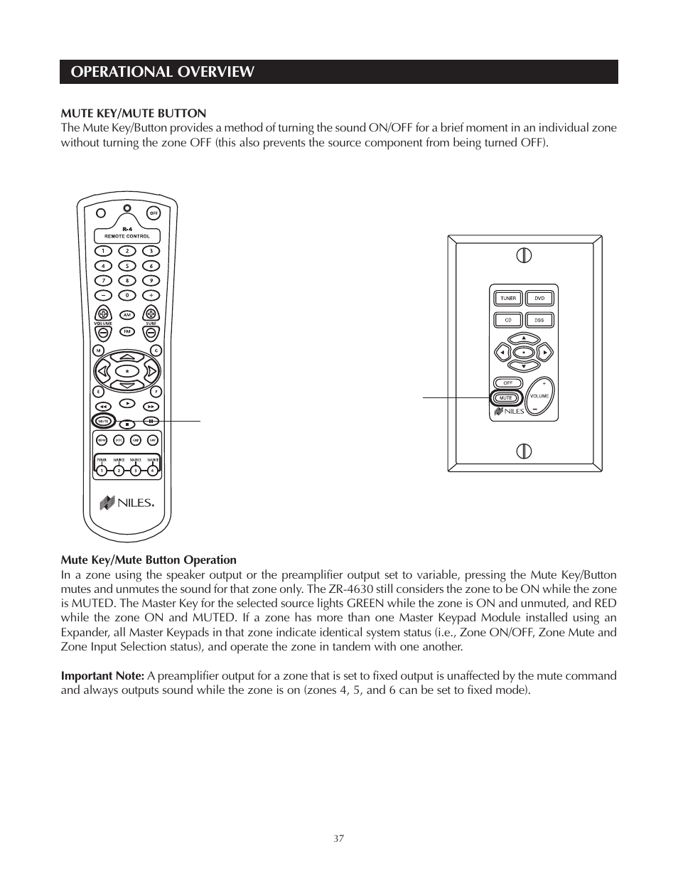 Operational overview | Niles Audio Niles ZR-4630 User Manual | Page 37 / 82