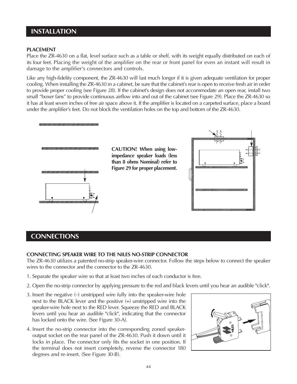 Installation, Connections | Niles Audio Niles ZR-4630 User Manual | Page 44 / 82