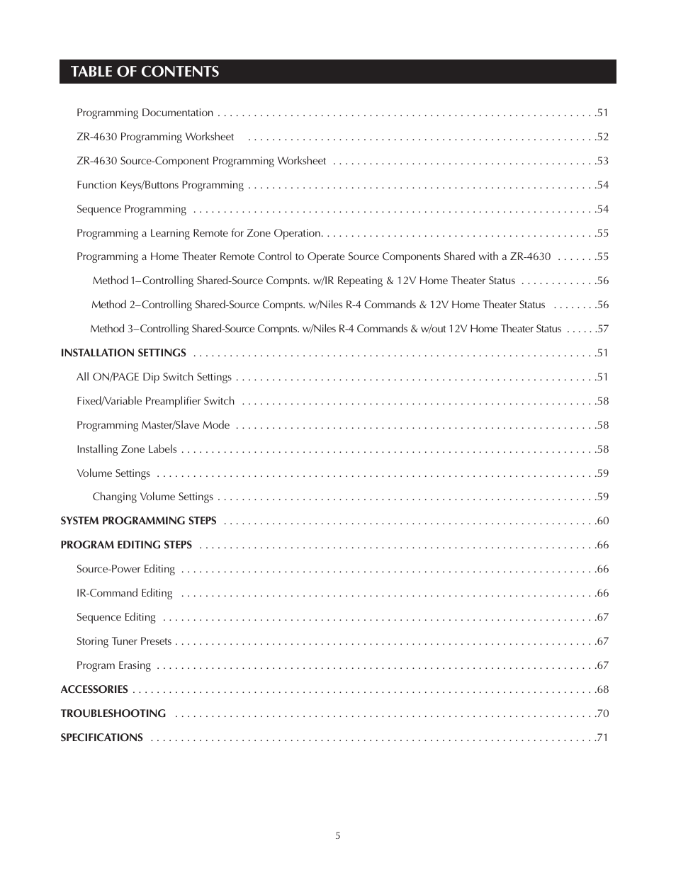 Niles Audio Niles ZR-4630 User Manual | Page 5 / 82