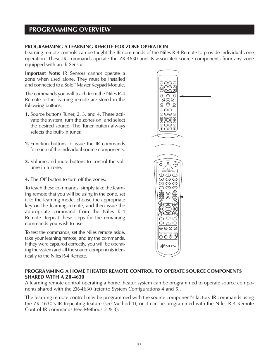 Programming overview | Niles Audio Niles ZR-4630 User Manual | Page 55 / 82