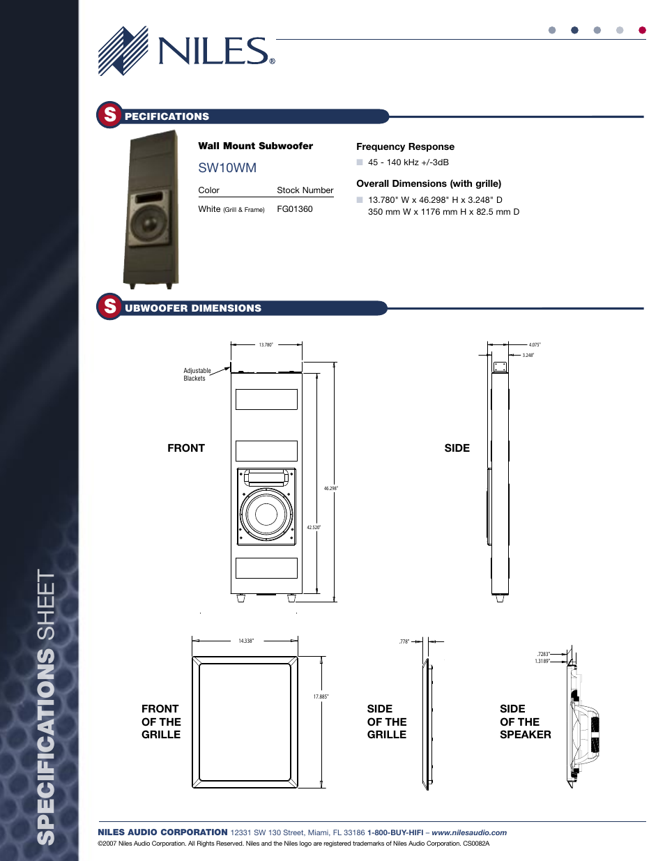 Sw10wm | Niles Audio SW10WM User Manual | Page 2 / 2