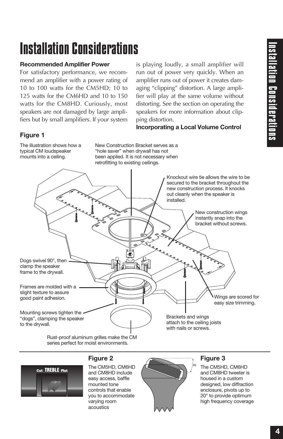 Installation considerations, Ins talla tion consider ations | Niles Audio CM6HD User Manual | Page 9 / 24