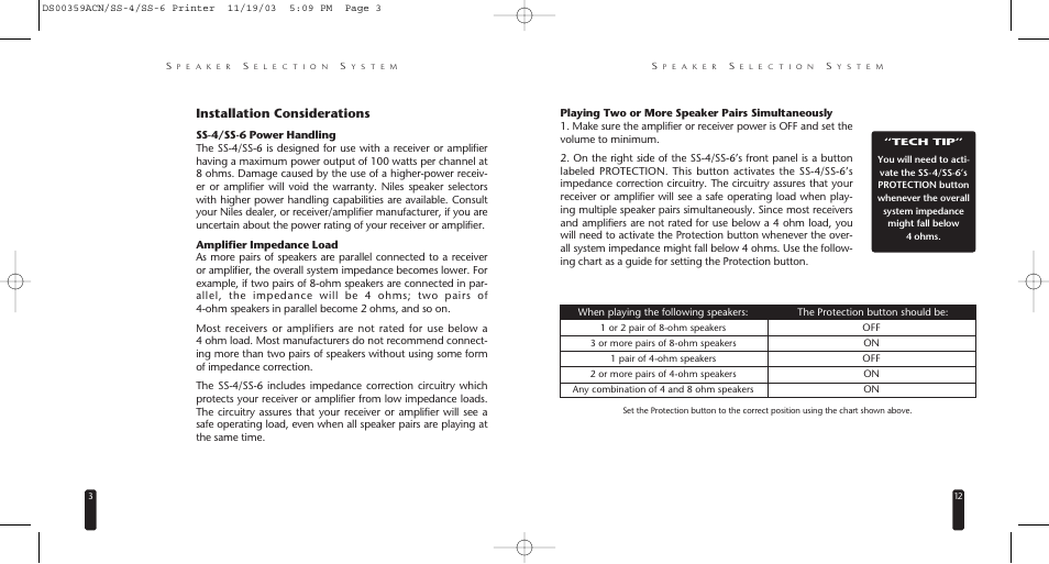 Installation considerations | Niles Audio SS-4 User Manual | Page 3 / 8