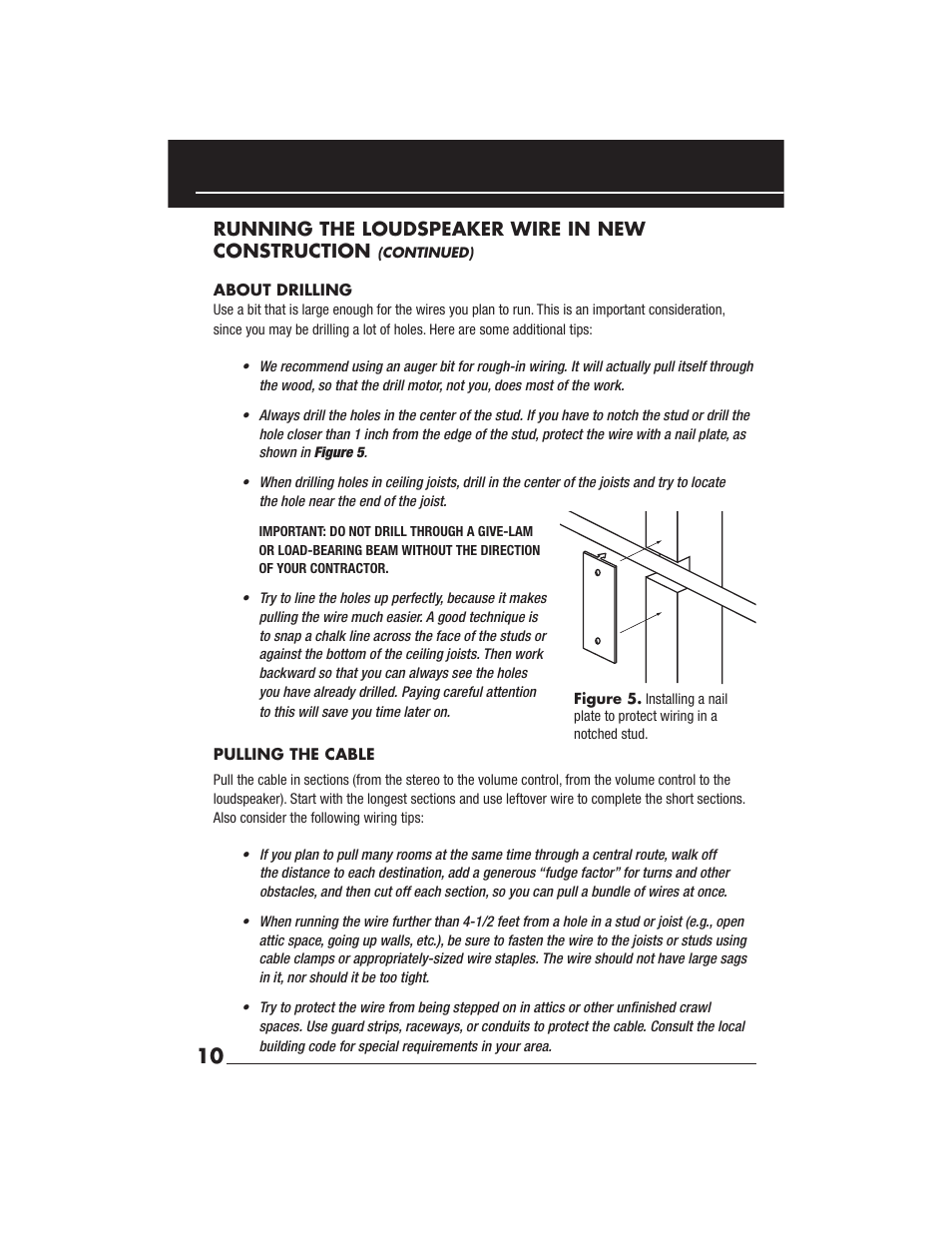 Running the loudspeaker wire in new construction | Niles Audio Niles HDFX User Manual | Page 12 / 28