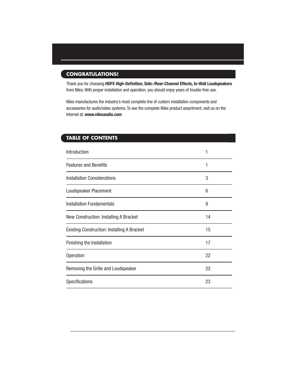 Niles Audio Niles HDFX User Manual | Page 2 / 28