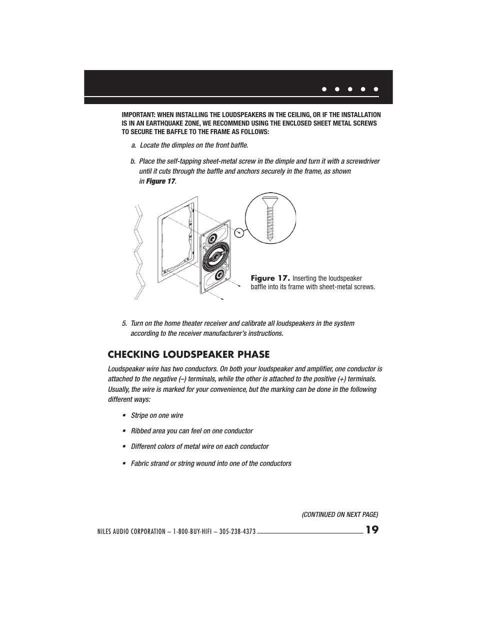 Checking loudspeaker phase | Niles Audio Niles HDFX User Manual | Page 21 / 28