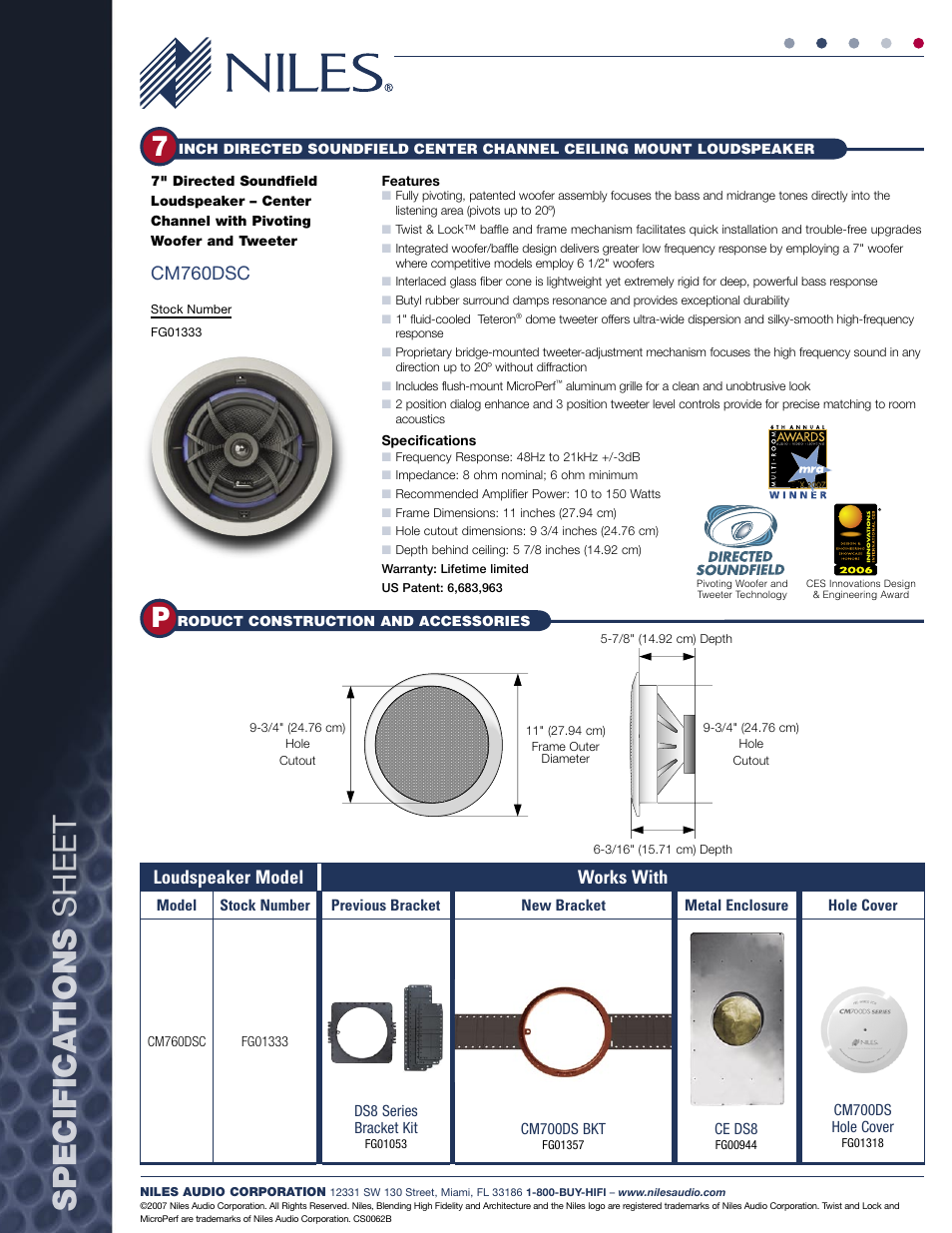 Niles Audio CM760DSC User Manual | Page 2 / 2