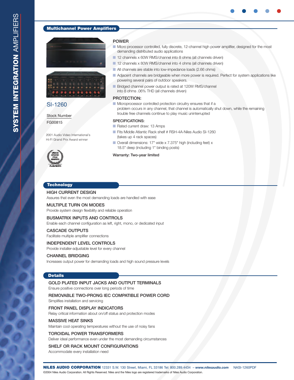 Niles Audio Niles SI-1260 User Manual | Page 2 / 2