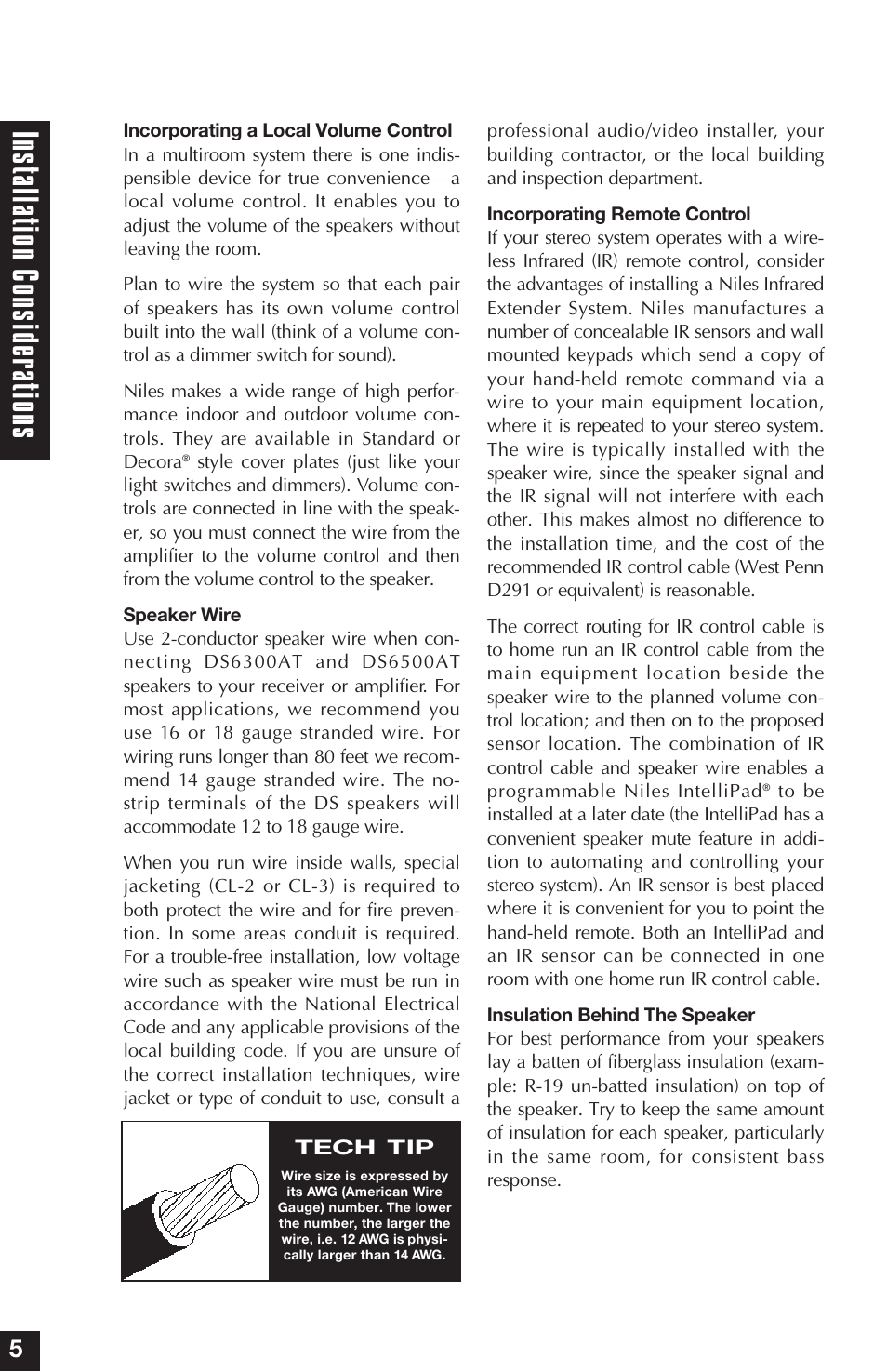 Ins talla tion consider ations | Niles Audio DS6300AT User Manual | Page 6 / 24