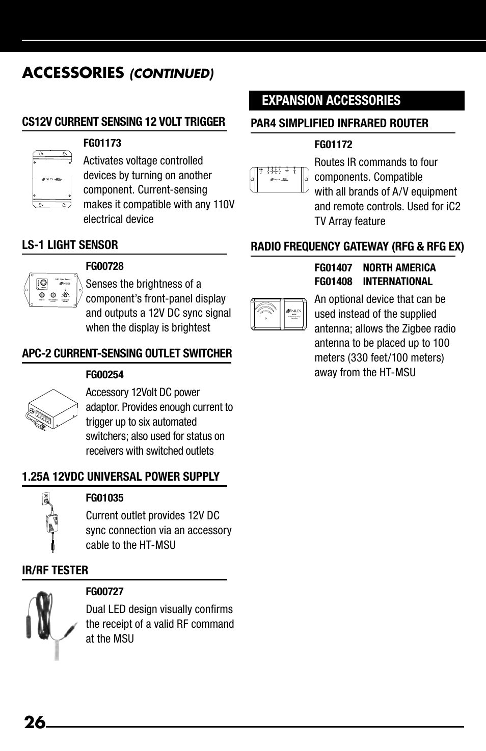 Accessories, Expansion accessories | Niles Audio iC2 User Manual | Page 28 / 32